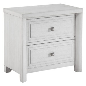 Crestone/ Dover 2 Drawer Nightstand with Power Port – Dove White