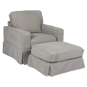 Americana Slipcovered Chair & Ottoman – Color 391094 Performance