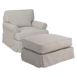 Horizon Slipcovered Chair & Ottoman – Color 220591 Performance