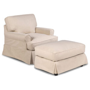 Horizon Slipcovered Chair & Ottoman – Color 391084 Performance
