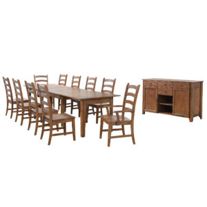 Rectangular Extendable Table Dining Set w/Sideboard – Amish (12 Piece)