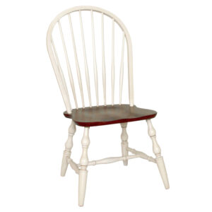 Andrews Windsor Spindleback Dining Chairs – Antique White & Chestnut (41″)