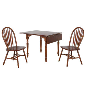 Andrews Drop Leaf Dining Set with Arrowback Chairs – Chestnut (3 Piece)