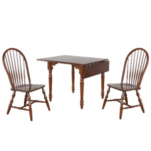 Andrews Drop Leaf Dining Set with Two Windsor Chairs – Chestnut