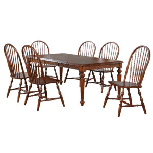 Andrews Butterfly Leaf Dining Set with Windsor Chairs – Chestnut (7 Piece)