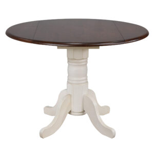 Andrews Round Drop Leaf Table – Antique White & Chestnut