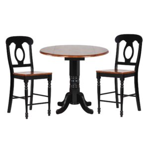 Round Drop Leaf Pub Table Set w/Napoleon Stools (3 Piece)