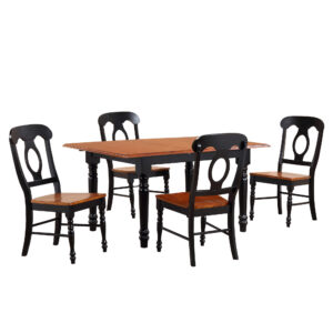 Black Cherry Butterfly Leaf Dining Set with Napoleon Chairs (5 Piece)