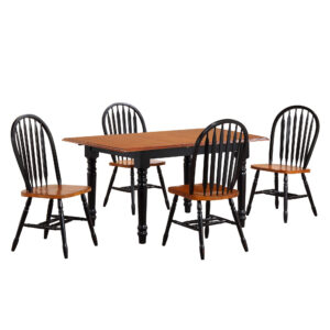 Black Cherry Butterfly Leaf Dining Set with Arrowback Chairs (5 Piece)