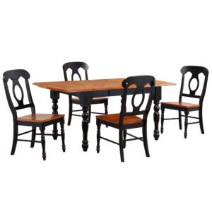 Black Cherry Drop Leaf Extendable Dining Set with Napoleon Chairs (5 Piece)