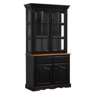 Sunset 2 Door Buffet/ Lighted Hutch – Antique Black & Cherry