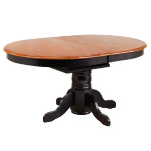 Oval Dining Table w/Butterfly Top – Antique Black Base with Cherry Finish