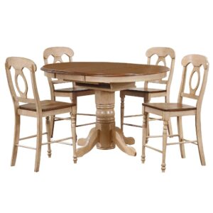 Round or Oval Butterfuly Leaf Pub Table Set w/Napoleon Stools (5 piece)