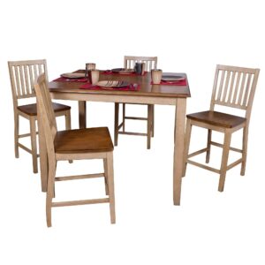 Square Pub Set w/Slat Back Stools (5 piece)