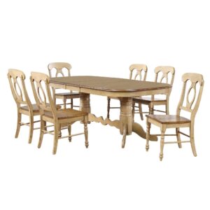 Double Pedestal Extendable Dining Set w/Napoleon Chairs (7 piece)