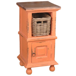 Cottage End Table with Basket – Coral & Raftwood
