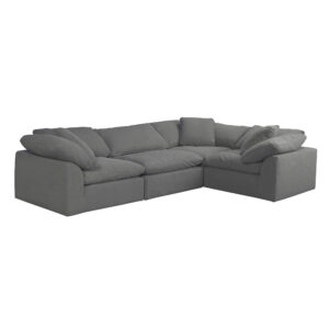 Puff Slipcovered 4 PC Modular L-Shaped Sofa Sectional – Color 391094