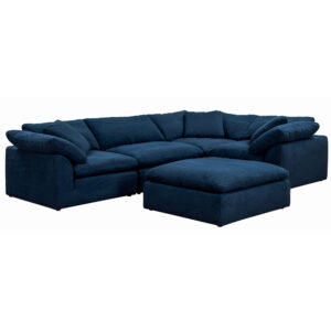 Puff Slipcovered 5 PC Modular L-Shaped Sofa Sectional with Ottoman – Color 391049