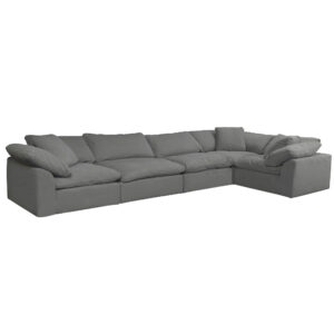 Puff Slipcovered 5 PC Modular L-Shaped Sofa Sectional – Color 391094