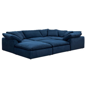 Puff Slipcovered 6 PC Modular Sofa Sectional Pit with Two Ottomans – Color 391049