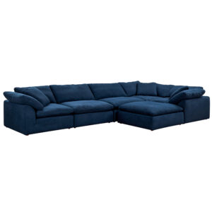 Puff Slipcovered 6 PC Modular L-Shape Sectional Sofa with Ottoman – Color 391049