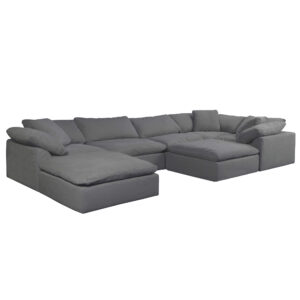 Puff Slipcovered 7 PC Modular Sectional Sofa with Two Ottomans – Color 391094