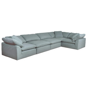 Puff Slipcovered 5 PC Modular L-Shaped Sofa Sectional – Color 391043