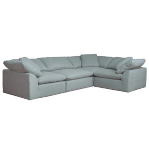 Cloud Puff Slipcovered 4 PC Modular L-Shaped Sofa Sectional – Color 391043