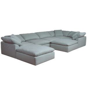 Puff Slipcovered 7 PC Modular Sectional Sofa with Two Ottomans – Color 391043