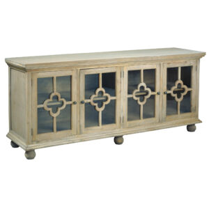 Cottage Clover Paneling Glass Door Sideboard- Driftwood