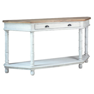 Cottage Console Table – Vintage White & Salvage Top