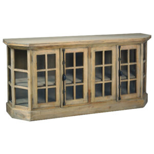 Cottage Glass Door Display Cabinet – Driftwood