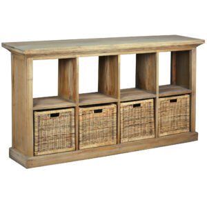 Cottage Provincial Display Cabinet w/ Baskets – Driftwood