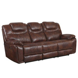 Power Dual Reclining Sofa – Brown Leather Gel (ZY5018A Collection)