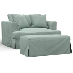 Newport Slipcovered Chair and a half w/Ottoman – Color 391043