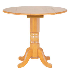 Round Drop Leaf Pub Table – Light Oak Finish