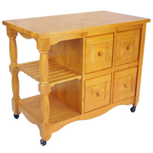 Sunset 4 Drawer Kitchen Cart – Light Oak