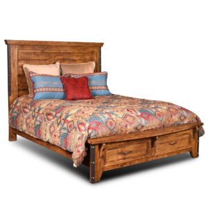 Rustic City Queen Bed w/ Footboard Storage Drawers