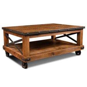 Rustic City Coffee Table with Casters