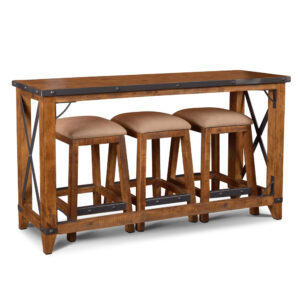 Rustic City Counter Dining Set with Three Stools