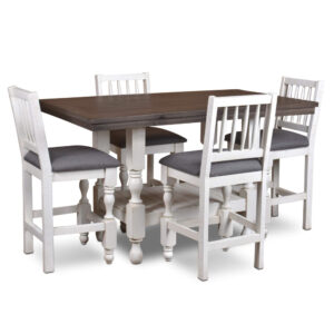 Rustic French 60″ Cafe Height Table with Four Stools