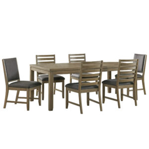 Saunders Dining Table Set with Two Upholstered Chairs & Four Ladder Back Chairs – 7 PC