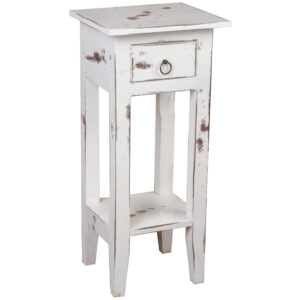 Cottage Side Table – Heavy Distressed White