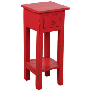 Cottage Side Table – Distressed Red