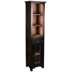 Cottage Glazed Cabinet – Antique Black & Salvage