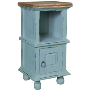 Cottage End Table – Beach Blue & Salvage Brown