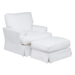 Ariana Slipcovered Chair w/Ottoman – Performance White